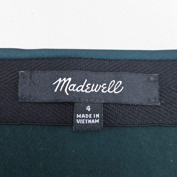 Madewell Green Teal Satin Midi Slip Skirt Size 4 Holiday Party Christmas Chic - Picture 6 of 8